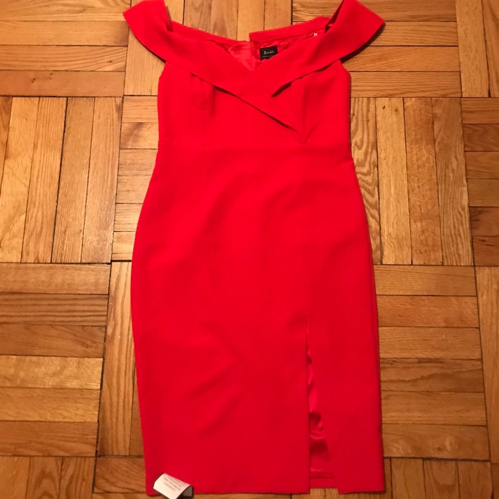 Bardot off the shoulder dress w/ slit! Never worn!